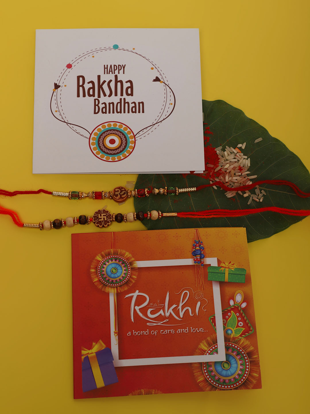 YouBella 2 Rakhi and 2 Greeting Card Combo for Brother (Multi-Colour) (YBRK_95)